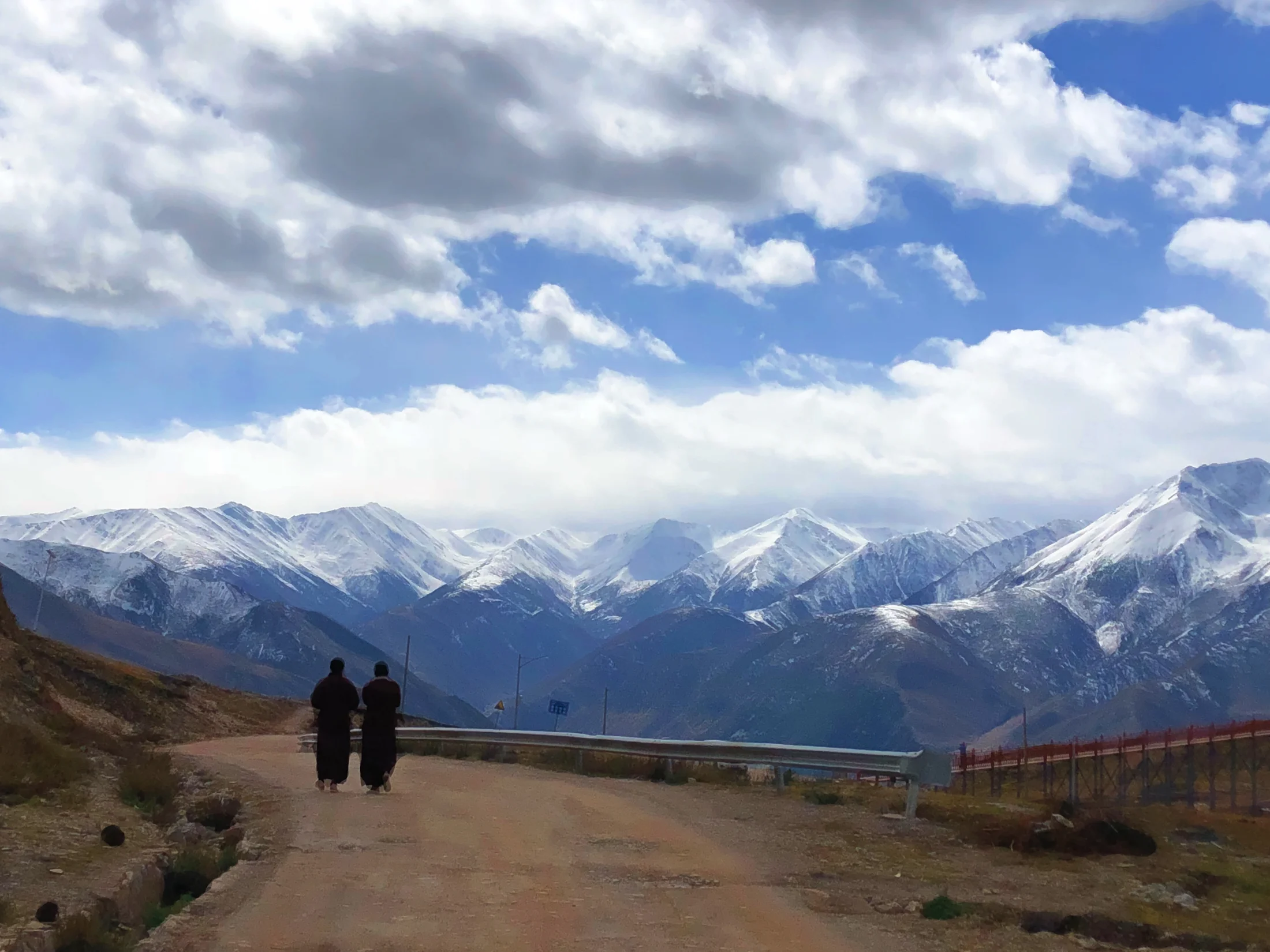 Walking towards the mountains